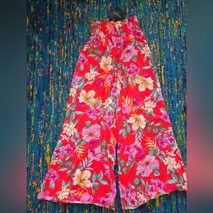 NWT Cynthia Rowley Floral‎ Wide-Leg Resort Wear Rayon Pants Size XS